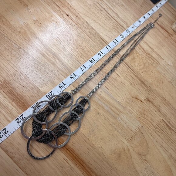 Armani Exchange Womens Silver-Tone Chain Necklace With Interlinked Rings Design - Picture 8 of 11